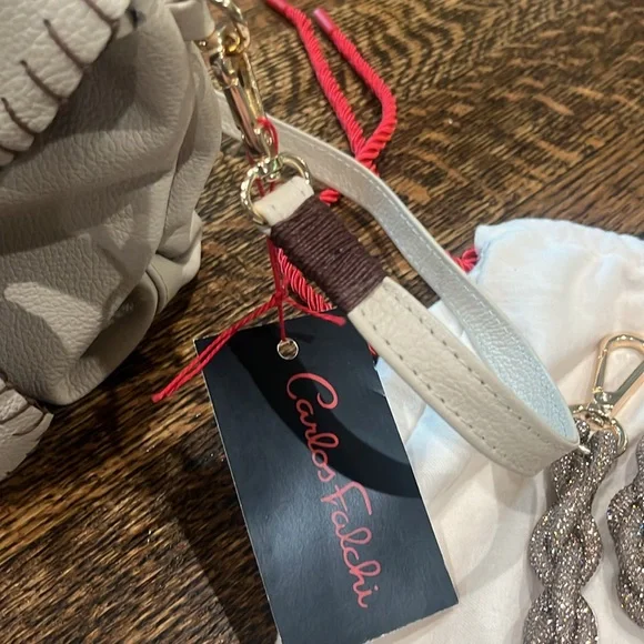 Carlos Falchi Tan Medium Butterfly Bag with Crystal Strap - Picture 13 of 14